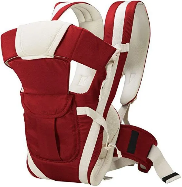 Vom_Do_Baby_Carrier_4_In_1_Comfortable_With_Safety_Belt_,Carry_Bag_Head_Support_Baby_Carrier_Maroon,_Front_Carry_Facing_In