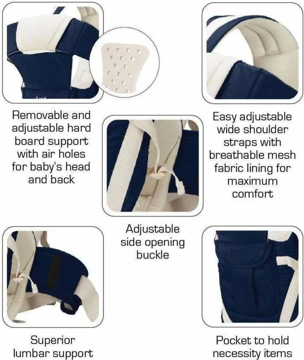 Gje_Baby_Carrier_Bag/Adjustable_Hands_Gje_Baby_Carrier_Blue,_Front_Carry_Facing_Out