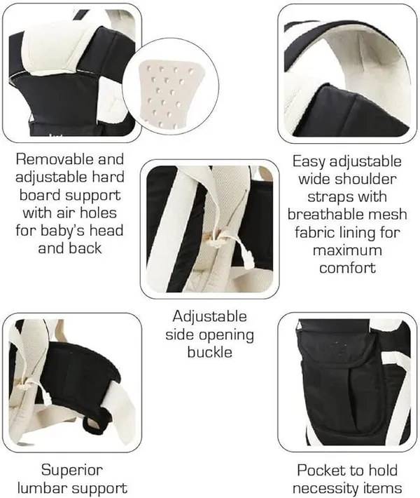 Lovebabie_Baby_Carrier_4_In_Position_With_Safety_Belt_Black,_Front_Carry_Facing_In_Baby_Carrier_Black,_Front_Carry_Facing_In