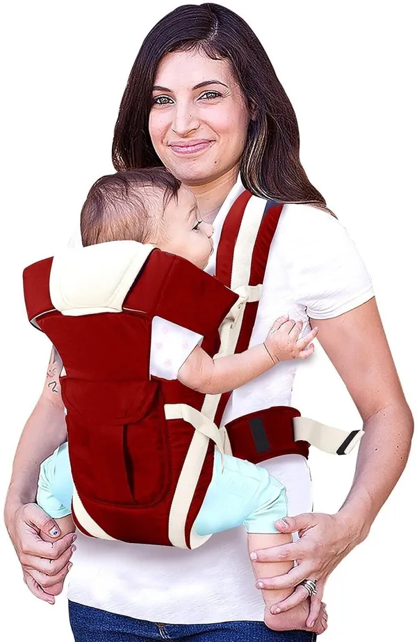 Anicare_Adjustable_Baby_Carry_Bag_4_In_1_Positions_For_0_To_3_Year_With_Safety_Belt_Baby_Carrier_Maroon,_Front_Carry_Facing_In