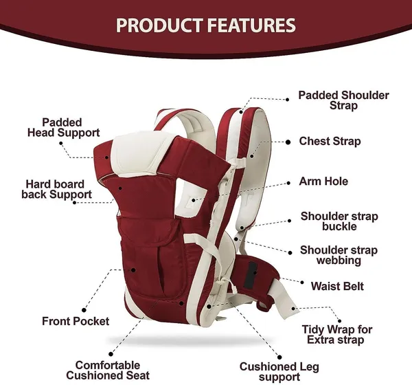 Anicare_Adjustable_Baby_Carry_Bag_4_In_1_Positions_For_0_To_3_Year_With_Safety_Belt_Baby_Carrier_Maroon,_Front_Carry_Facing_In
