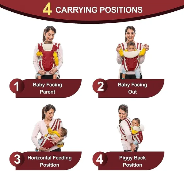 Anicare_Adjustable_Baby_Carry_Bag_4_In_1_Positions_For_0_To_3_Year_With_Safety_Belt_Baby_Carrier_Maroon,_Front_Carry_Facing_In