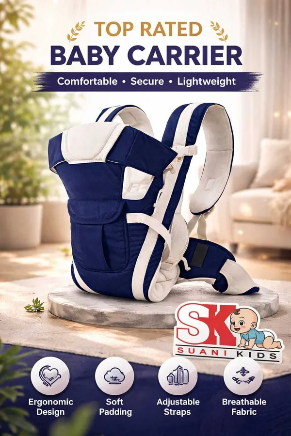 Suanikids_4-In-1_Adjustable_Cum_Kangaroo_Bag/Honeycomb_Texture_Sling/Back/Front_Baby_Carrier_Navy_Blue,_Front_Carry_Facing_In