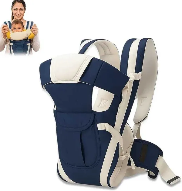 Suanikids_4-In-1_Adjustable_Cum_Kangaroo_Bag/Honeycomb_Texture_Sling/Back/Front_Baby_Carrier_Navy_Blue,_Front_Carry_Facing_In