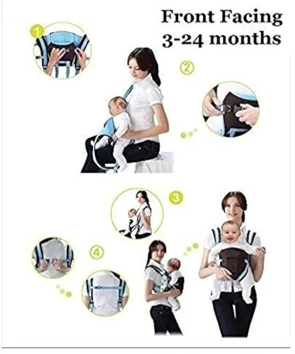 Herchoice_4-In-1_Adjustable_Cum_Kangaroo_Bag/Honeycomb_Texture_Sling/Back/Front_Baby_Cuddler_(Pink,_Front_Carry_Facing_In)
