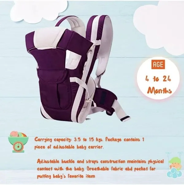 Suanikids_4-In-1_Adjustable_Cum_Kangaroo_Bag/Honeycomb_Texture_Sling/Back/Front_Baby_Carrier_Purple,_Front_Carry_Facing_In