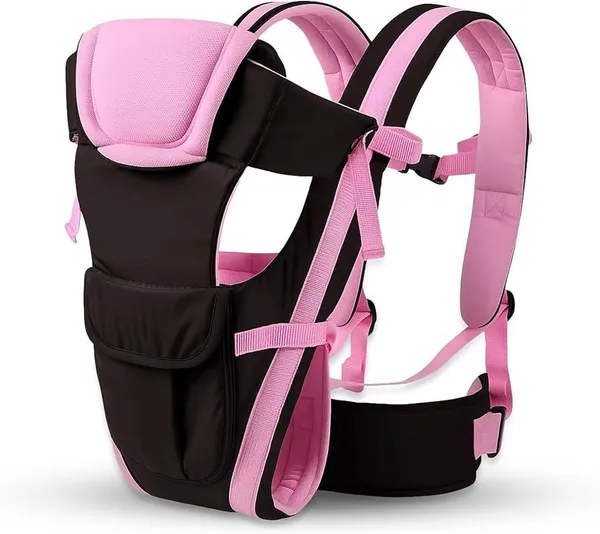 Suanikids_4-In-1_Adjustable_Cum_Kangaroo_Bag/Honeycomb_Texture_Sling/Back/Front_Baby_Cuddler_Baby_Pink,_Front_Carry_Facing_In