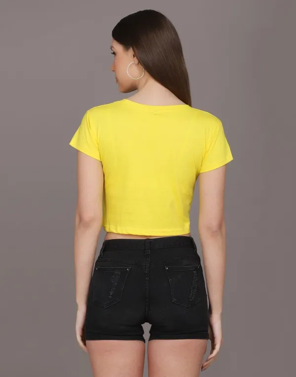 Baawdi_Printed_Women_Round_Neck_Yellow_T-Shirt