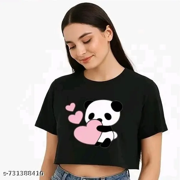 Npms_Oversese_Graphic_Print,_Cartoon_Women_Round_Neck_Black_T-Shirt