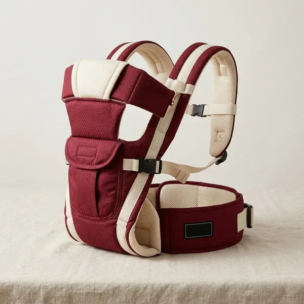 Hanu_Enterprises_Kids_4-In-1_Adjustable_Baby_Carrier_Cum_Kangaroo_Bag/Honeycomb_Texture_Baby_Carry_Sling/Back/Front_Carrier_For_Baby_With_Safety_Belt_And_Buckle_Straps_Mehroon_Baby_Carrier_Maroon,_Front_Carry_Facing_Out