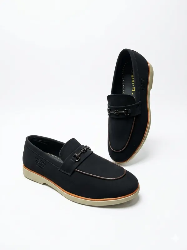 Black_Synthetic_Leather_Buckle_Slip-On_Loafers_For_Men
