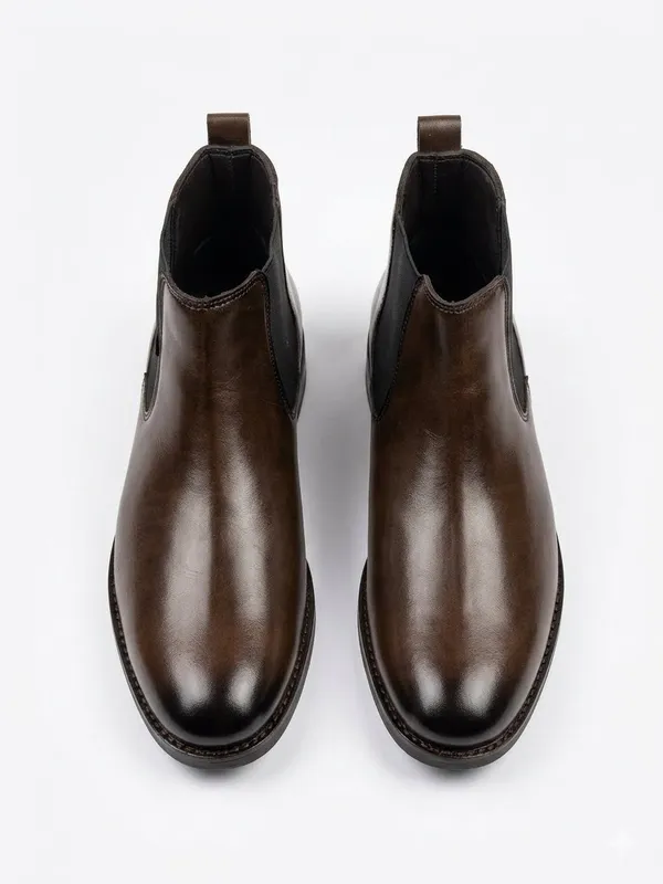 Faux_Leather_Round_Crust_Chelsea_Boot_Brown