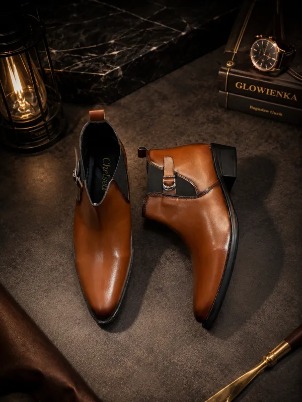 Faux_Leather_Cow_Boy_Chelsea_Boot_Tan