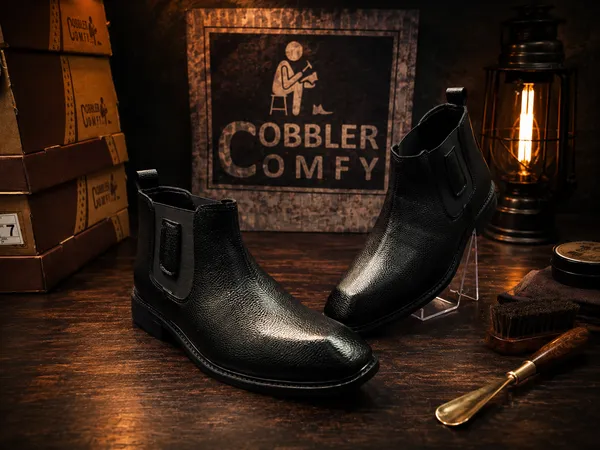 Faux_Leather_Dimond_Cut_Milled_Chelsea_Boot_Black