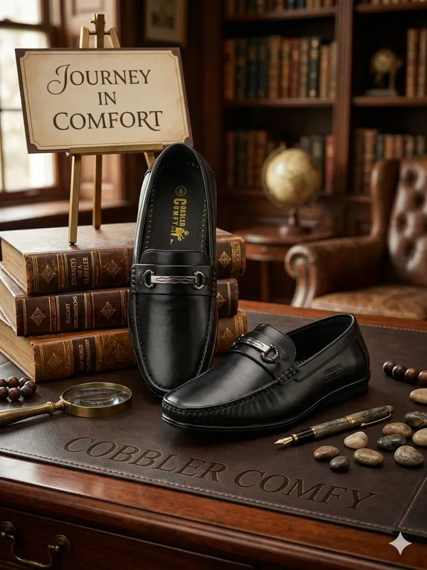 Black_Leather_Metal_Buckle_Slip-On_Loafers_For_Men