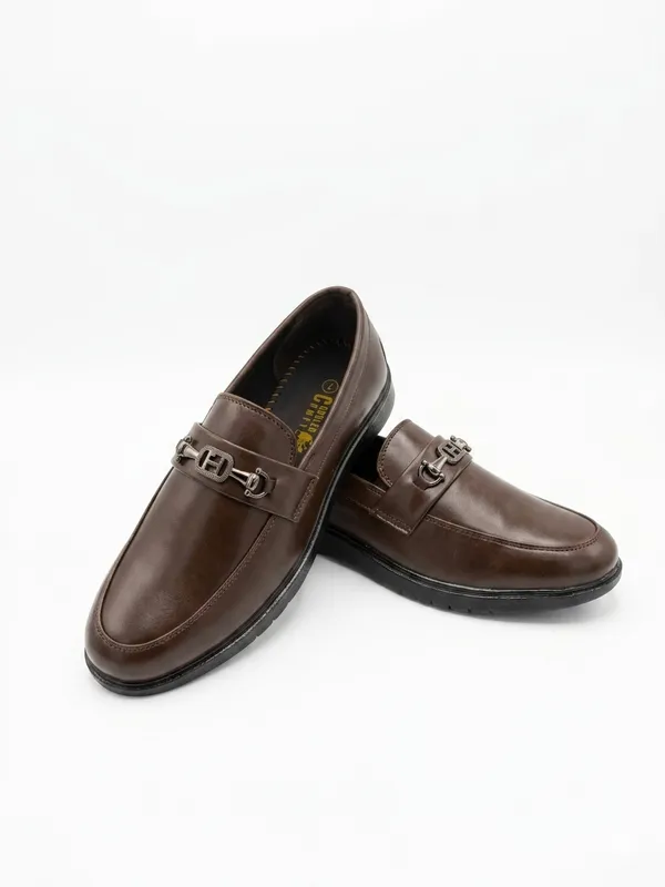 Brown_Leather_Buckle_Slip-On_Formal_Shoes_For_Men