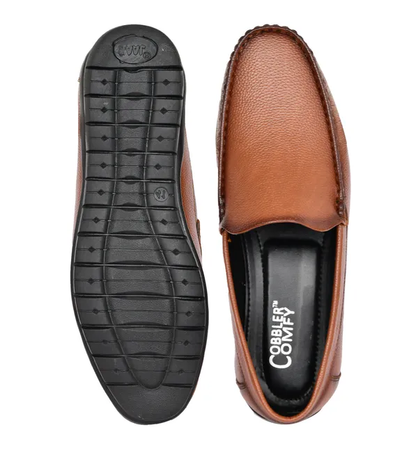 Tan_Leather_Moc-Toe_Slip-On_Loafers_For_Men