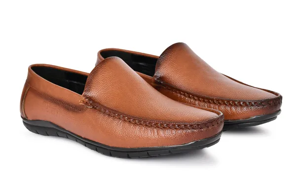 Tan_Leather_Moc-Toe_Slip-On_Loafers_For_Men