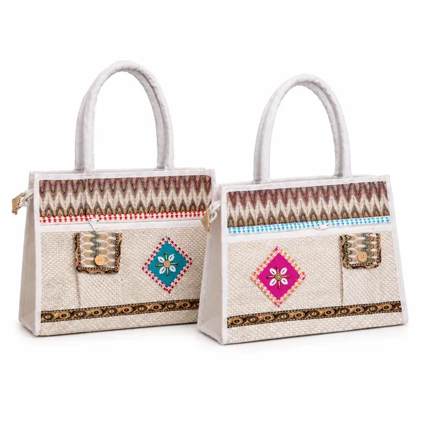 White_Jute_Embellished_Ethnic_Tote_Bag_Set_of_2_With_Decorative_Patches