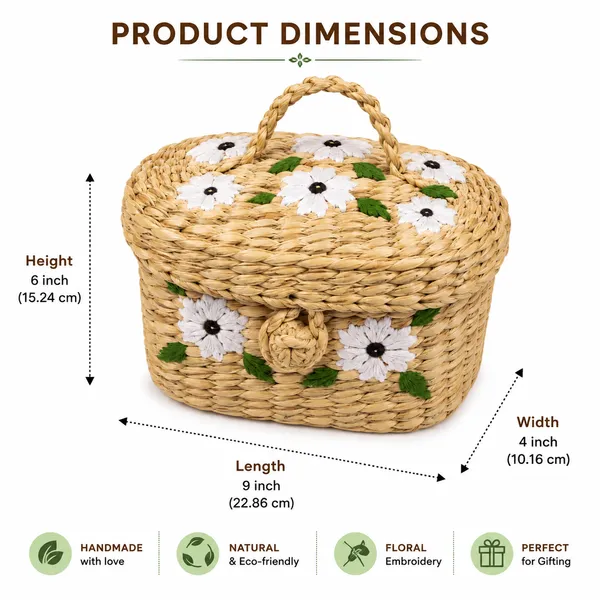 Natural_Seagrass_Floral_Embroidered_Oval_Storage_Basket_With_Lid