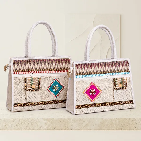 White_Jute_Embellished_Ethnic_Tote_Bag_Set_of_2_With_Decorative_Patches