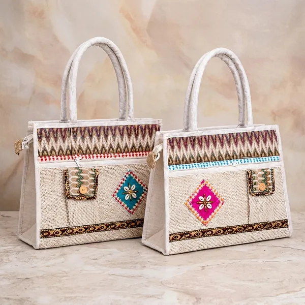 White_Jute_Embellished_Ethnic_Tote_Bag_Set_of_2_With_Decorative_Patches
