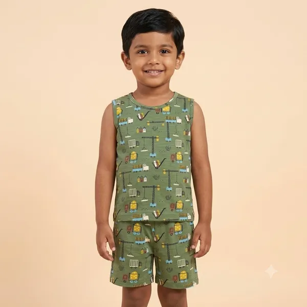 Unisex_Construction_Vehicle_Printed_Cotton_Co_Ord_Set