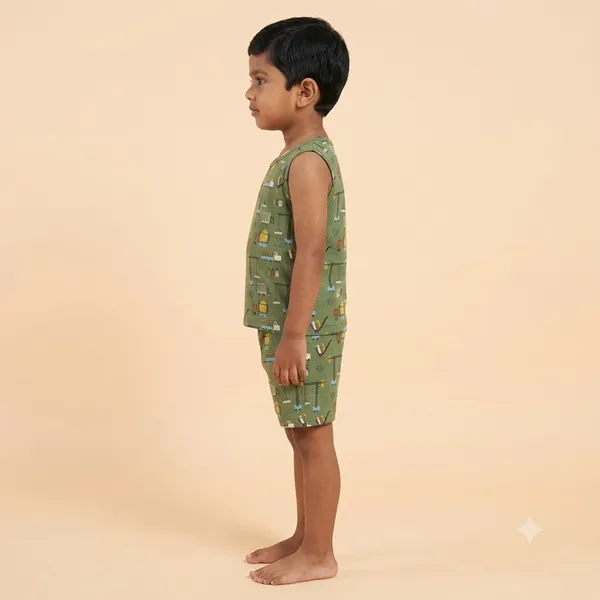 Unisex_Construction_Vehicle_Printed_Cotton_Co_Ord_Set