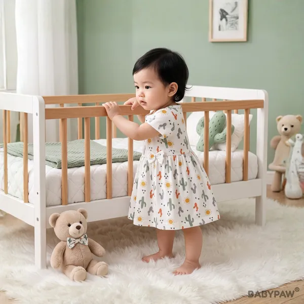 Sweet_Cactus_Print_Short_Sleeve_Frock_With_Waist_Bow_For_Girls