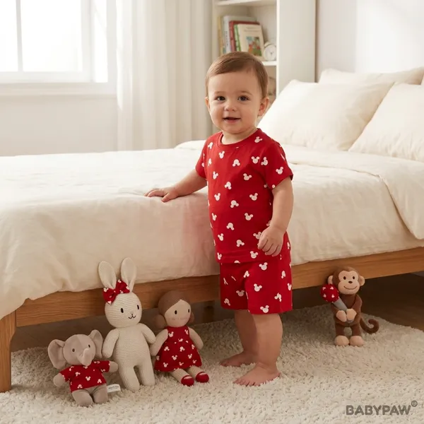 Unisex_Little_Mouse_Cotton_T_Shirt_And_Shorts_Co_Ord_Set