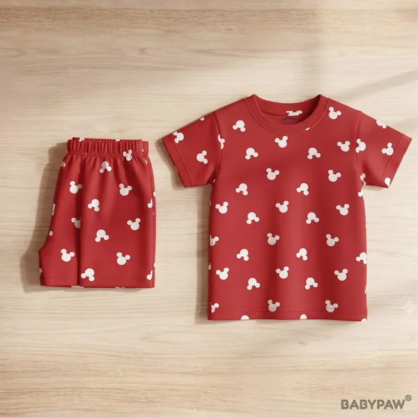 Unisex_Little_Mouse_Cotton_T_Shirt_And_Shorts_Co_Ord_Set