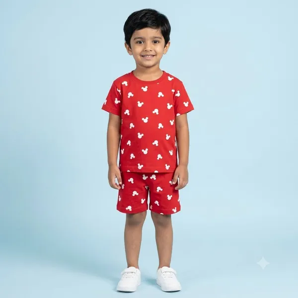 Unisex_Little_Mouse_Cotton_T_Shirt_And_Shorts_Co_Ord_Set