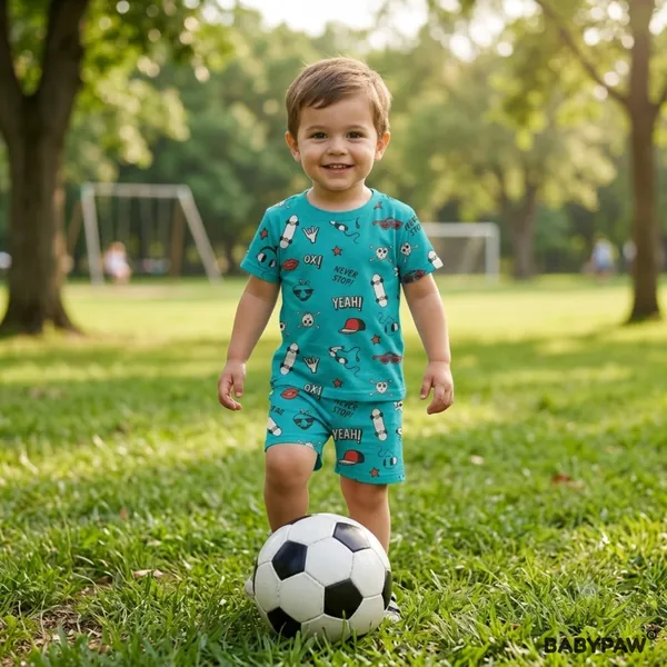 Unisex_Kids_Cartoon_Lion_And_Graffiti_Print_T_Shirt_And_Shorts_Co_Ord_Set_-_Pack_Of_2