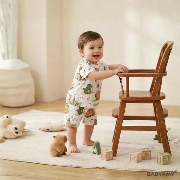 Unisex_Cute_Capybara_Cotton_T_Shirt_And_Shorts_Co_Ord_Set