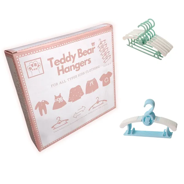 Teddy_Bear_Extendable_Stackable_Anti_Slip_Cute_Clothes_Hangers_For_Kids_{5_Blue_+_5_Green_Pack_Of_10}_-_Gift_Box