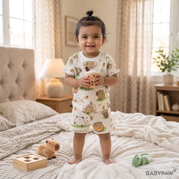 Unisex_Cute_Capybara_Cotton_T_Shirt_And_Shorts_Co_Ord_Set
