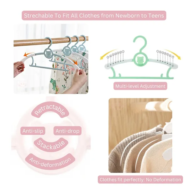 Teddy_Bear_Extendable_Stackable_Anti_Slip_Cute_Clothes_Hangers_For_Kids_{5_Blue_+_5_Green_Pack_Of_10}_-_Gift_Box