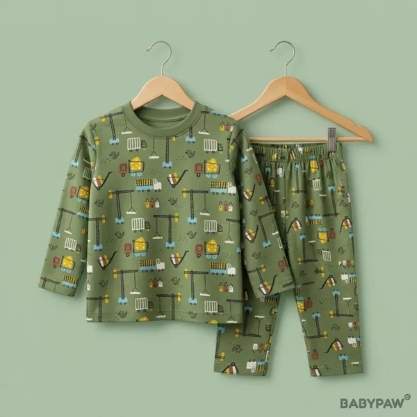 Unisex_Construction_Vehicle_Cartoon_Cotton_Full_Sleeve_T_Shirt_and_Payjamas_Co_Ord_Set