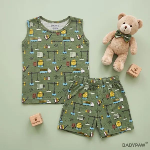 Unisex_Construction_Vehicle_Printed_Cotton_Co_Ord_Set