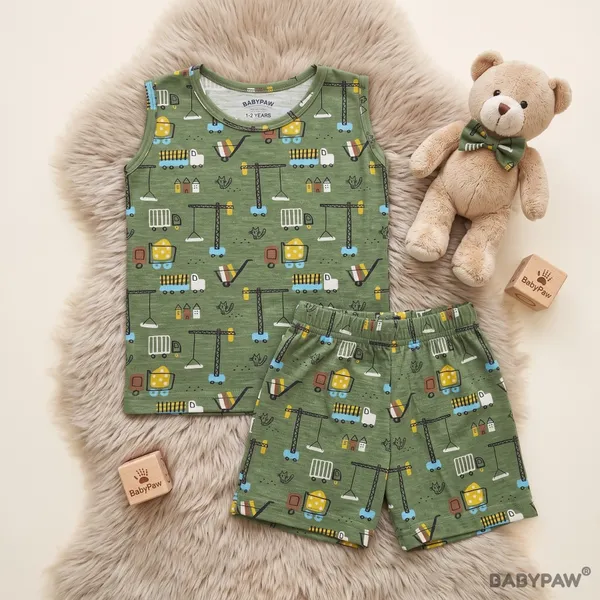 Unisex_Construction_Vehicle_Printed_Cotton_Co_Ord_Set
