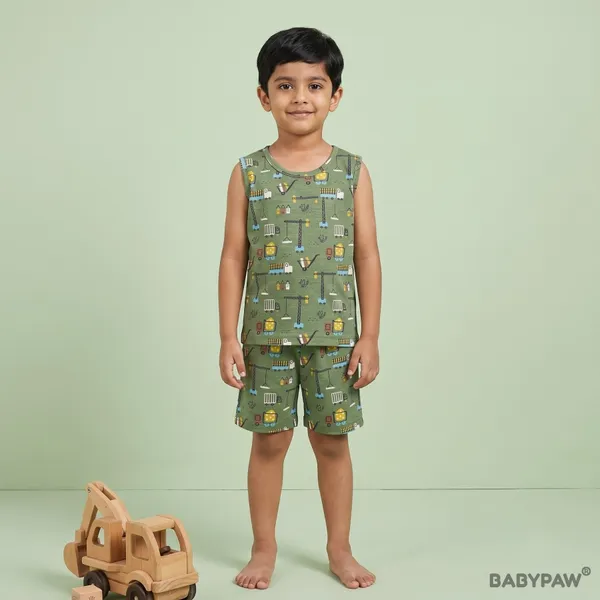 Unisex_Construction_Vehicle_Printed_Cotton_Co_Ord_Set