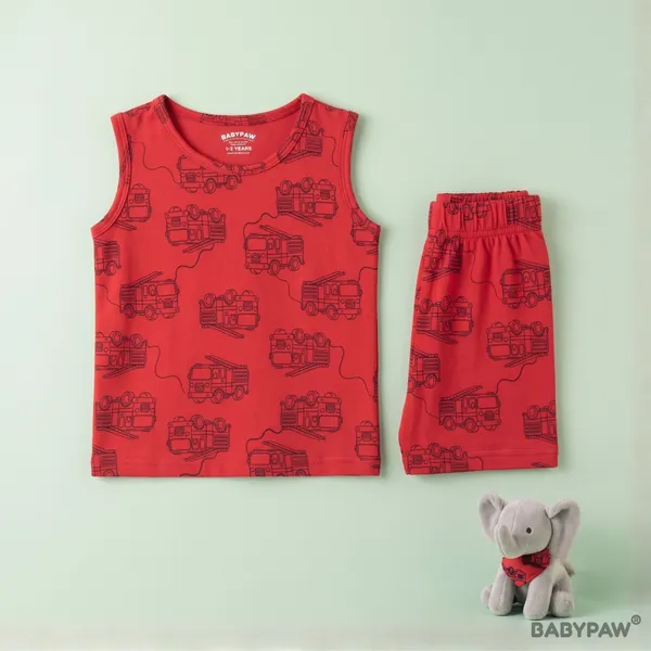Unisex_Fire_Truck_Printed_Cotton_Co_Ord_Set