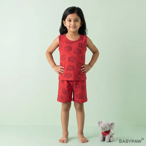Unisex_Fire_Truck_Printed_Cotton_Co_Ord_Set