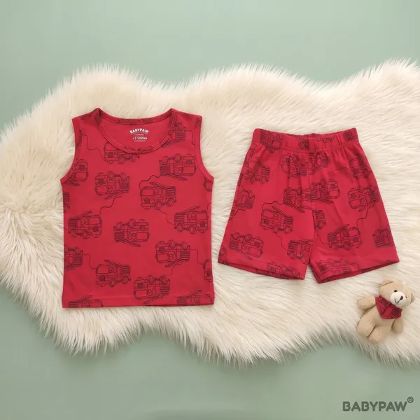 Unisex_Fire_Truck_Printed_Cotton_Co_Ord_Set