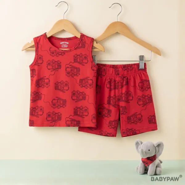 Unisex_Fire_Truck_Printed_Cotton_Co_Ord_Set