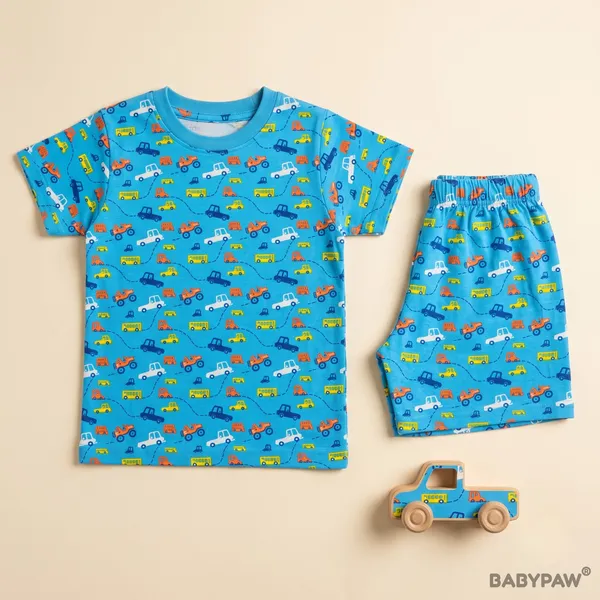 Unisex_Traffic_City_Cotton_T_Shirt_And_Shorts_Co_Ord_Set