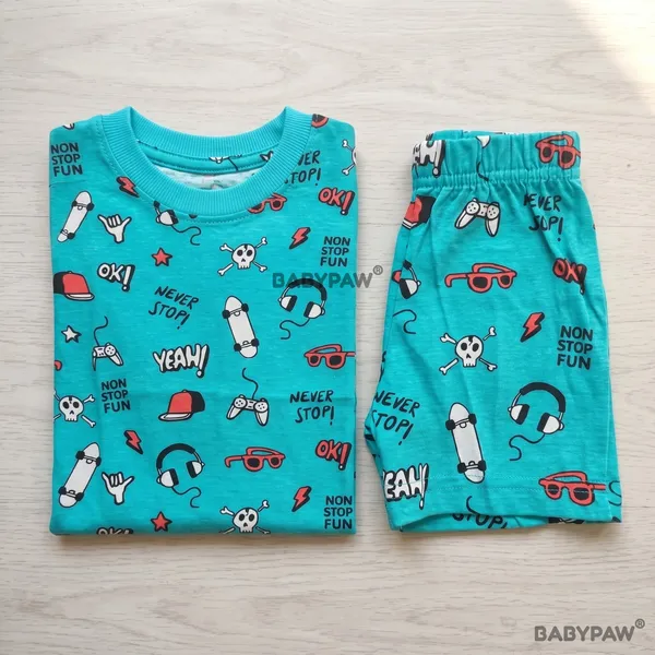 Unisex_Graffiti_Doodle_Print_Cotton_T_Shirt_And_Shorts_Co_Ord_Set