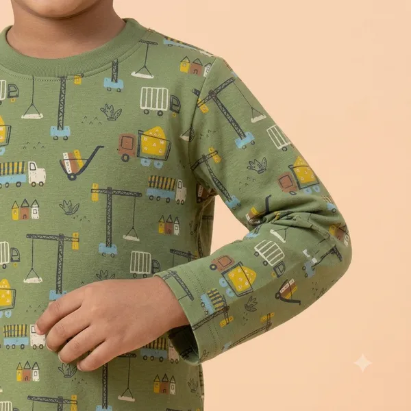 Unisex_Construction_Vehicle_Cartoon_Cotton_Full_Sleeve_T_Shirt_and_Payjamas_Co_Ord_Set