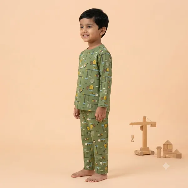 Unisex_Construction_Vehicle_Cartoon_Cotton_Full_Sleeve_T_Shirt_and_Payjamas_Co_Ord_Set
