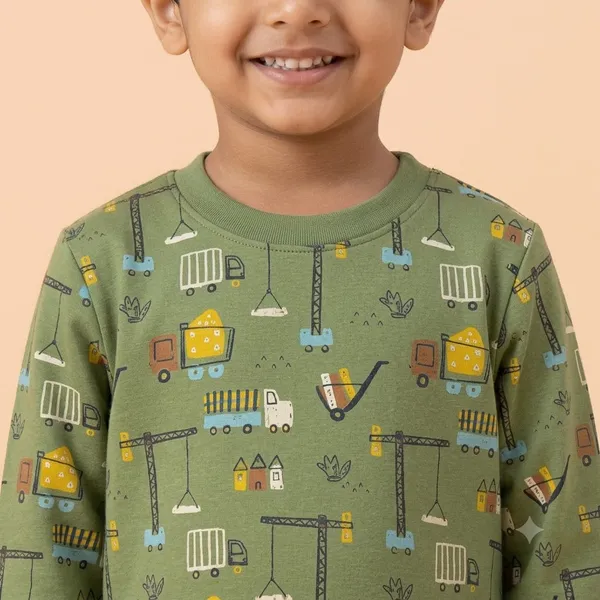 Unisex_Construction_Vehicle_Cartoon_Cotton_Full_Sleeve_T_Shirt_and_Payjamas_Co_Ord_Set